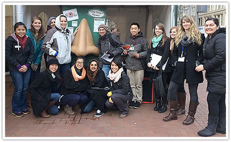 Some of the students who volunteered at 'AWARE in the Square' in downtown Portland